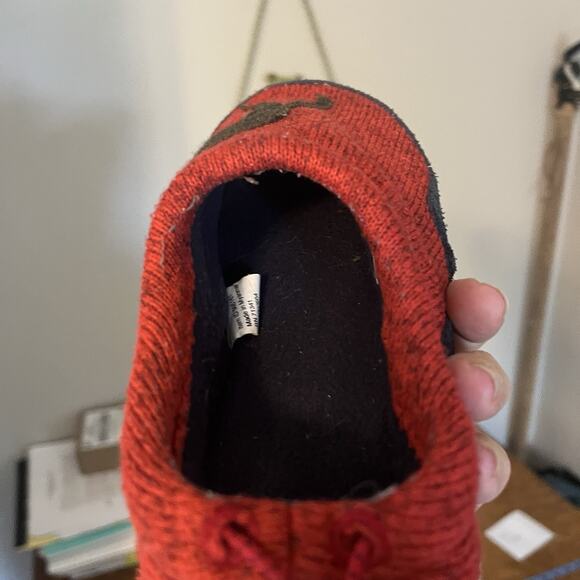 LL Bean Kids' Sweater Fleece Slippers 3-4 Moose Motif Red Black Cozy Cute Warm - Picture 8 of 10